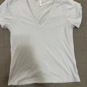 Women's Light Blue V-Neck Top